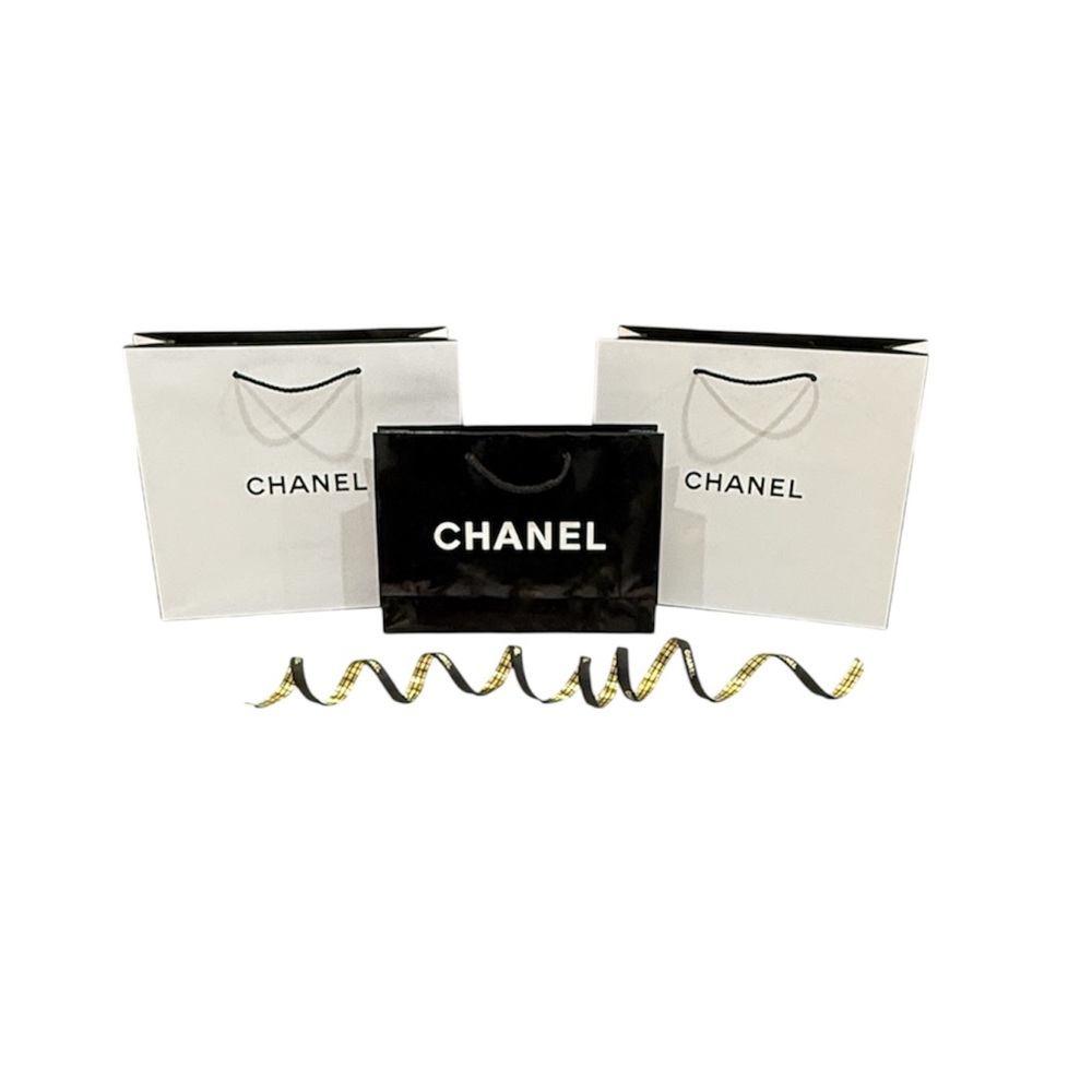 CHANEL Black and White Luxury Bags with ribbon